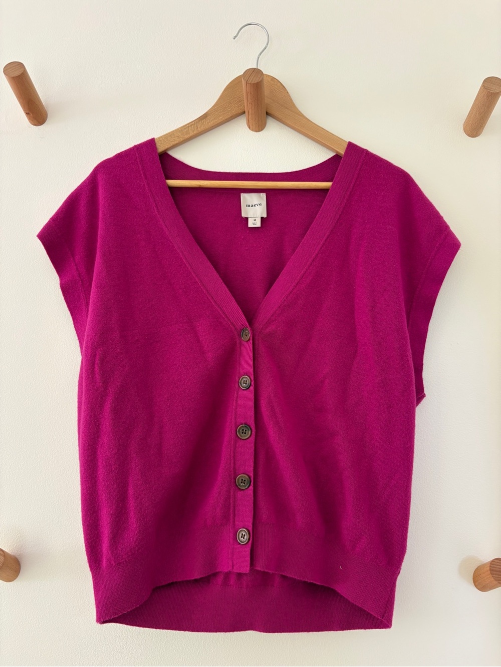 Maeve Bright Magenta Knit V-Neck Vest